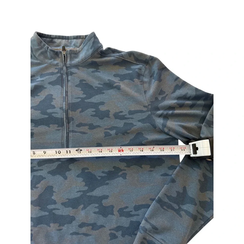 Johnnie-O Lightweight Camo Quarter Zip Pullover Blue Performance Stretch Golf M